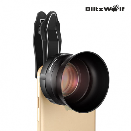 HD 3X telefono objektyvas Blitzwolf su universaliu laikikliu ir objektyvo gaubtu