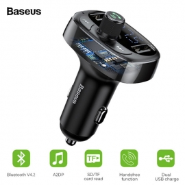 Automobilinis  FM moduliatorius, 3.4A USB įkroviklis, USB/micro SD MP3 grotuvas su Bluetooth 4.2 laisvų rankų funkcija BASEUS