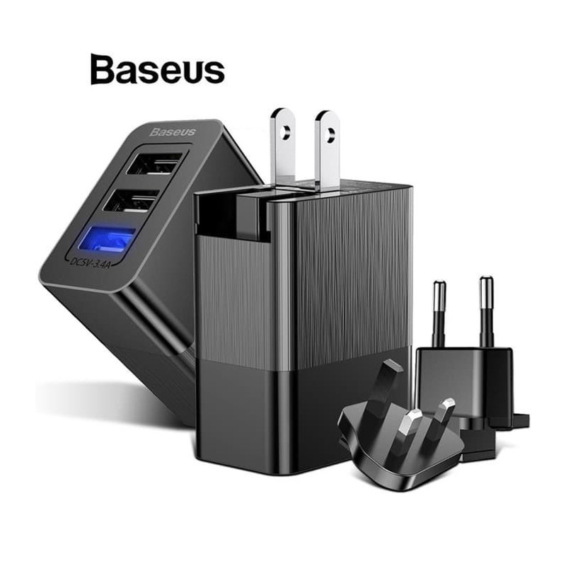 Baseus Universalus Kelioninis Greito Krovimo Adapteris USB/AC/DC – Juodas Baseus Universalus Kelioninis Greito Krovimo Adapteris USB/AC/DC – Juodas