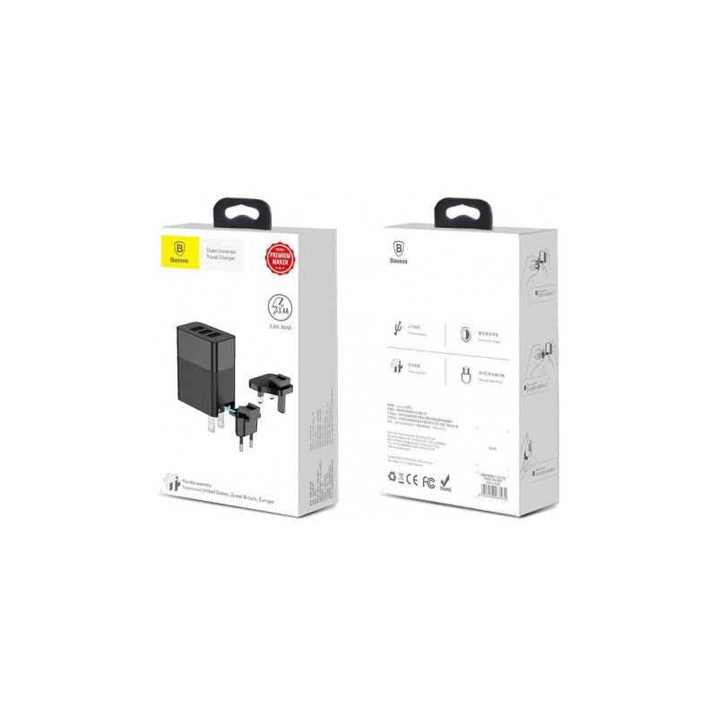 Baseus Universalus Kelioninis Greito Krovimo Adapteris USB/AC/DC – Juodas Baseus Universalus Kelioninis Greito Krovimo Adapteris USB/AC/DC – Juodas
