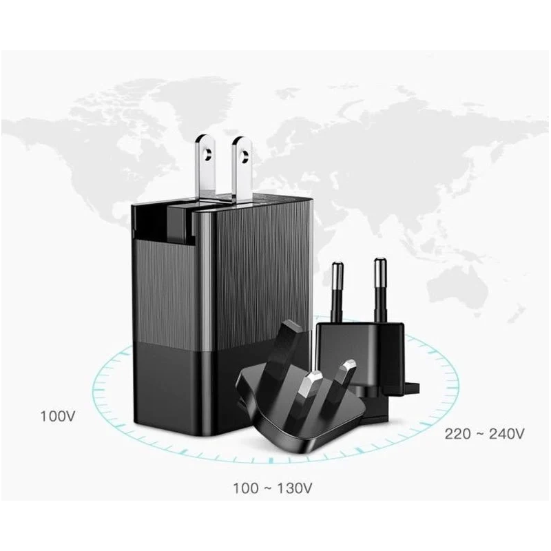 Baseus Universalus Kelioninis Greito Krovimo Adapteris USB/AC/DC – Juodas Baseus Universalus Kelioninis Greito Krovimo Adapteris USB/AC/DC – Juodas