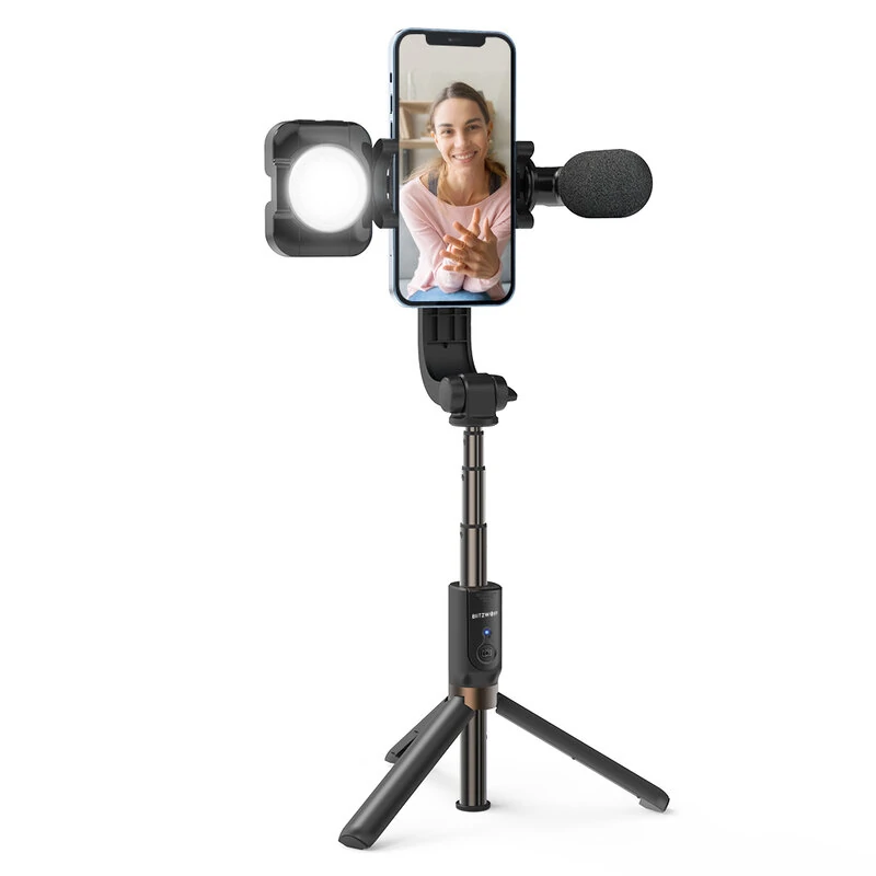 Blitzwolf BW-BS15 Tripod Selfie Stick with Lighting, Microphone & Bluetooth Remote Blitzwolf BW-BS15 Tripod Selfie Stick with Lighting, Microphone & Bluetooth Remote
