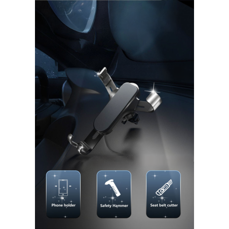 Car Phone Holder with Seatbelt Cutter & Glass Breaker - YuRoad for Grilles