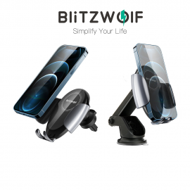 Automobilinis telefono laikiklis - bevielis ( QI wireless charging ) įkroviklis Blitzwolf CW3 15W