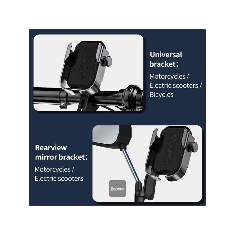 Universalus telefono laikiklis dviračiui, paspirtukui ar motociklui – BASEUS Armor Universalus telefono laikiklis dviračiui, paspirtukui ar motociklui – BASEUS Armor