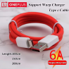 USB Type-C telefono laidas OnePlus 'Warp Charge' 6A, 1m/1.5m