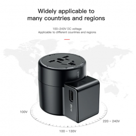 Universalus 2-jų USB jungčių telefono įkroviklis Baseus su US, UK, EU ir AU kištukais