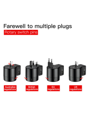 Baseus Universal 2-Port USB Phone Charger with US, UK, EU, and AU Plugs