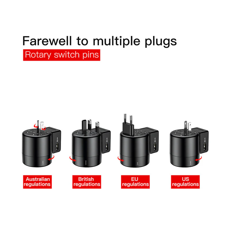 Baseus Universal 2-Port USB Phone Charger with US, UK, EU, and AU Plugs Baseus Universal 2-Port USB Phone Charger with US, UK, EU, and AU Plugs