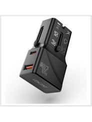 Universalus kelioninis adapteris LENCENT su USB QC 3.0 ir Type-C PD 20W – EU, US, AU, UK