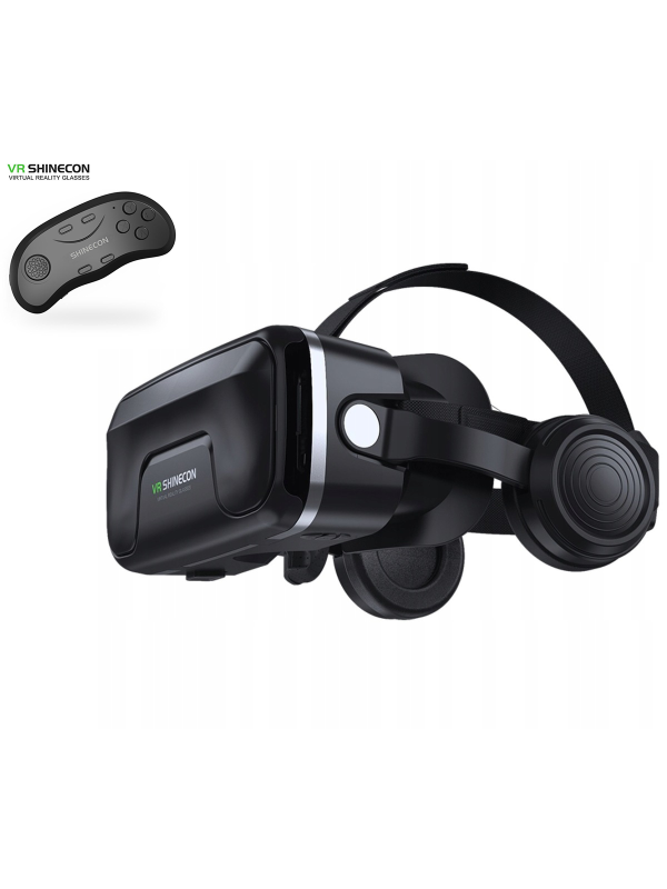 Virtual Reality 3D Glasses VR Shinecon G04EA with Headphones, Control Buttons, and Bluetooth Remote