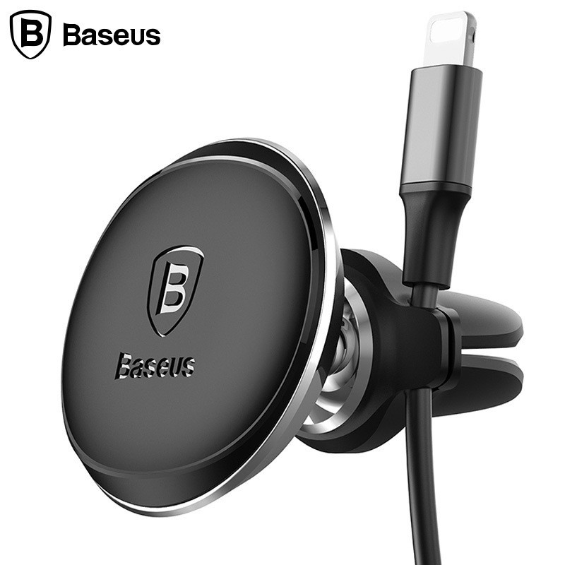 BASEUS Magnetic Car Phone Holder for Air Vents with Adjustable Head & Cable Clip