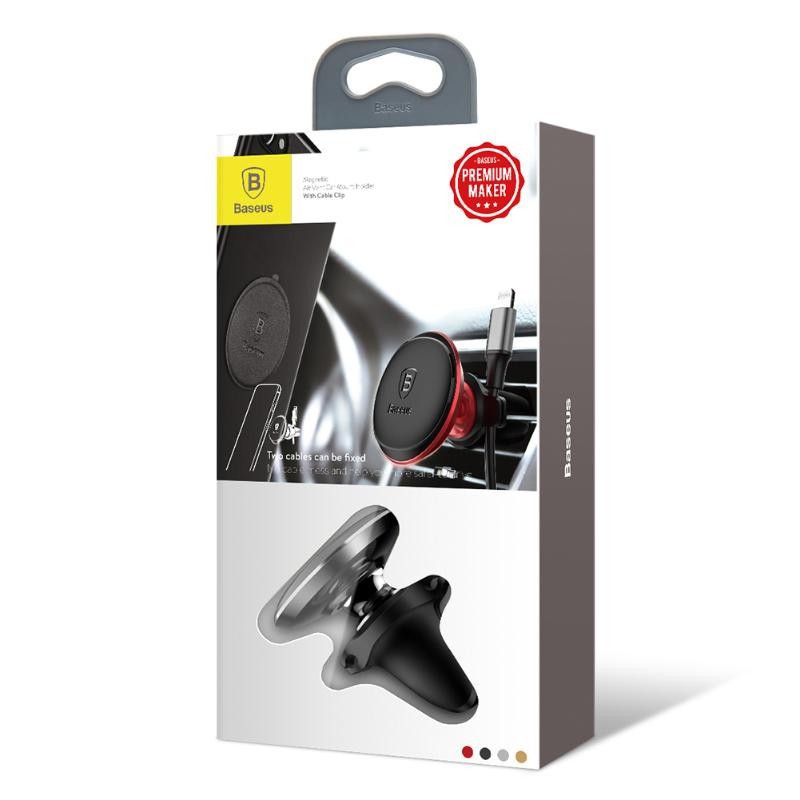 BASEUS Magnetic Car Phone Holder for Air Vents with Adjustable Head & Cable Clip
