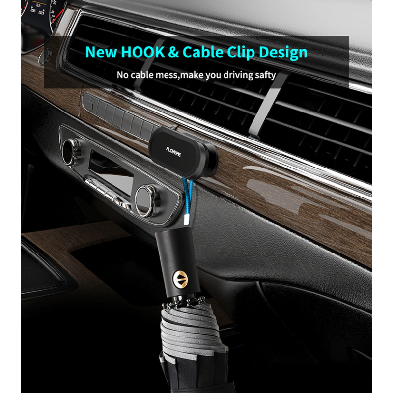FLOVEME Magnetic Car Phone Holder with Stand & 360° Adjustable Head – Black