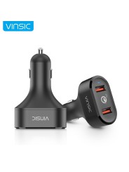 Automobilinis telefono įkroviklis VINSIC su dviem USB jungtimis ir QC3.0, 36W
