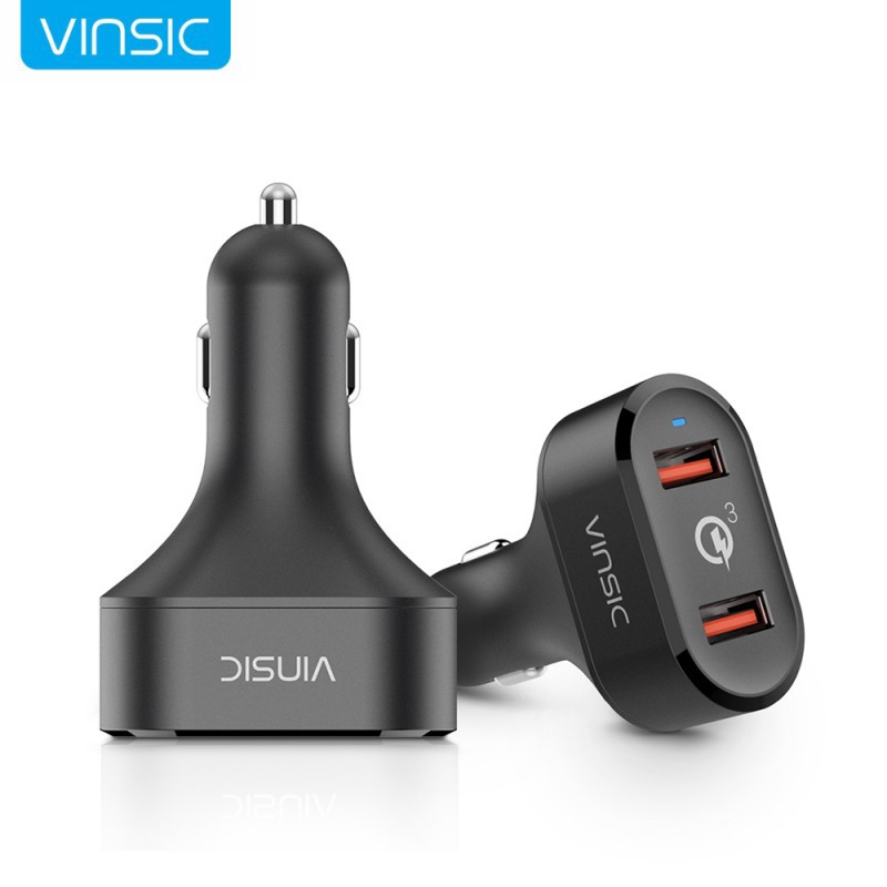 Automobilinis telefono įkroviklis VINSIC su dviem USB jungtimis ir QC3.0, 36W