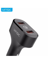Automobilinis telefono įkroviklis VINSIC su dviem USB jungtimis ir QC3.0, 36W