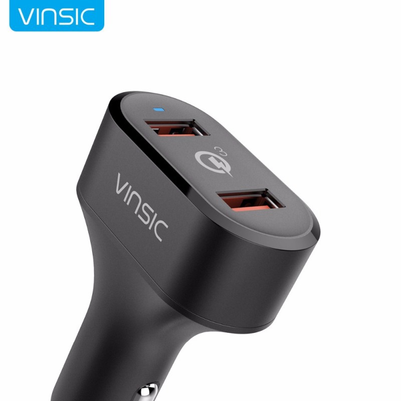 Automobilinis telefono įkroviklis VINSIC su dviem USB jungtimis ir QC3.0, 36W