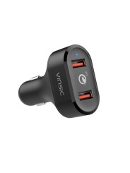 Automobilinis telefono įkroviklis VINSIC su dviem USB jungtimis ir QC3.0, 36W