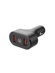 Automobilinis telefono įkroviklis VINSIC su dviem USB jungtimis ir QC3.0, 36W
