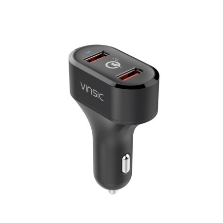 Automobilinis telefono įkroviklis VINSIC su dviem USB jungtimis ir QC3.0, 36W