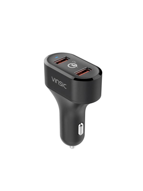 Automobilinis telefono įkroviklis VINSIC su dviem USB jungtimis ir QC3.0, 36W