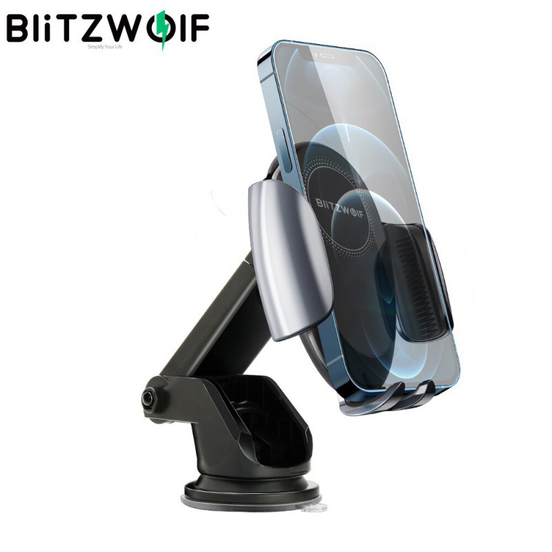 Automobilinis telefono laikiklis – bevielis (Qi) įkroviklis BlitzWolf CW3 15W