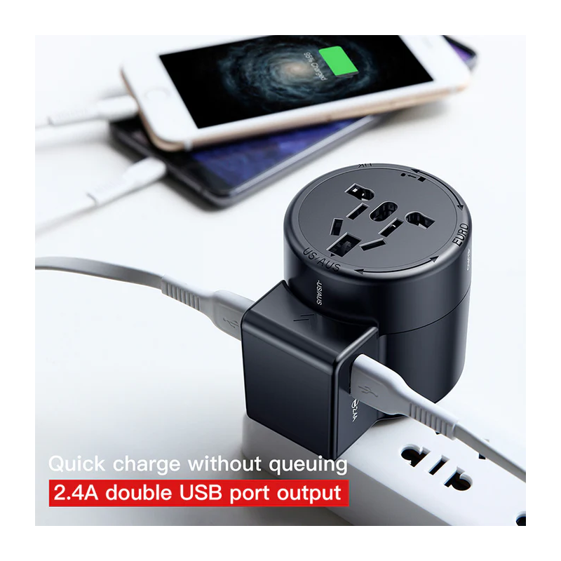 Baseus Universal 2-Port USB Phone Charger with US, UK, EU, and AU Plugs Baseus Universal 2-Port USB Phone Charger with US, UK, EU, and AU Plugs