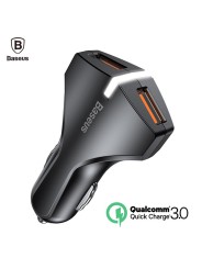 Greito krovimo 2-jų jungčių automobilinis USB įkroviklis BASEUS Rocket QC 3.0