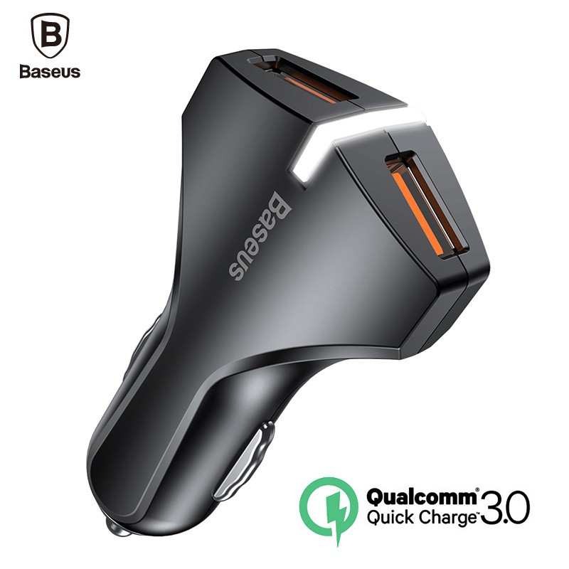 Greito krovimo 2-jų jungčių automobilinis USB įkroviklis BASEUS Rocket QC 3.0