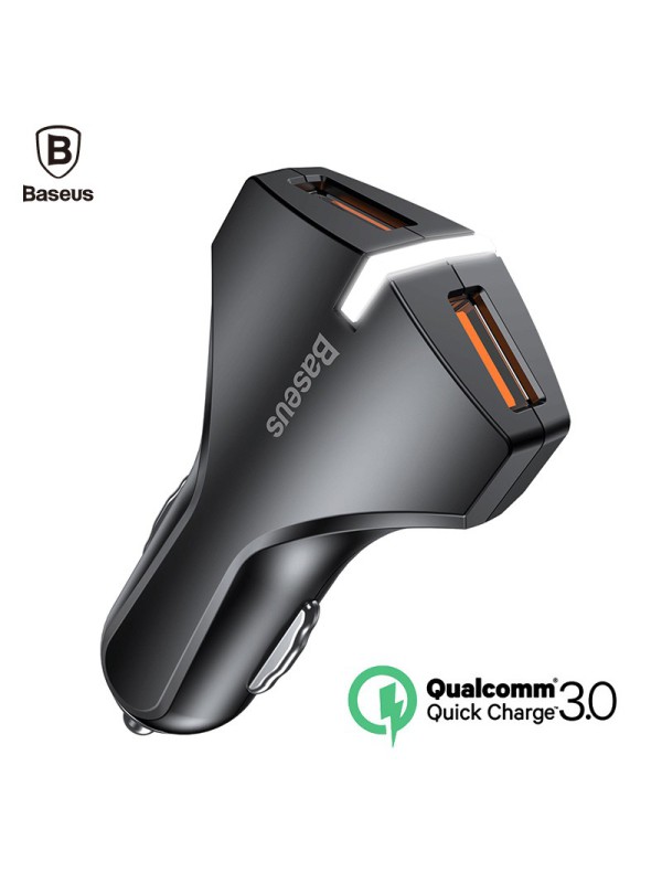 Greito krovimo 2-jų jungčių automobilinis USB įkroviklis BASEUS Rocket QC 3.0