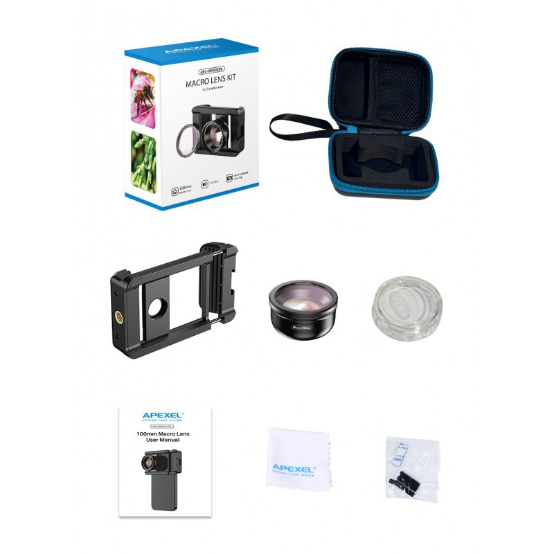 Apexel Universal 4K HD 100mm Macro Lens with CPL Filter & Case