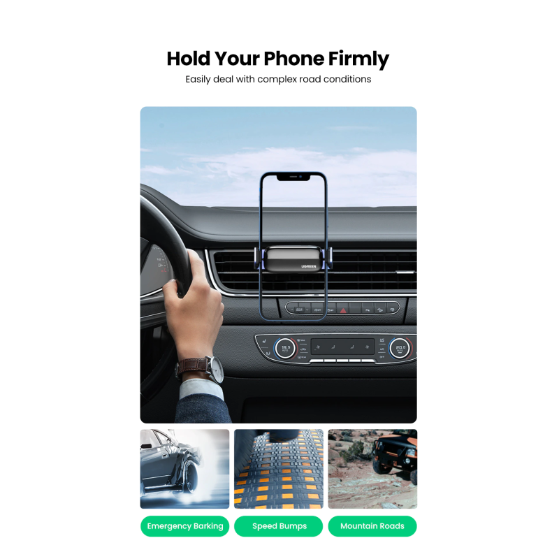 Universalus automobilinis telefono laikiklis į groteles UGREEN Light