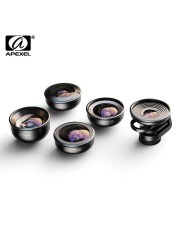Apexel HD Pro Universal 5-in-1 Phone Lens Kit with Protective Case
