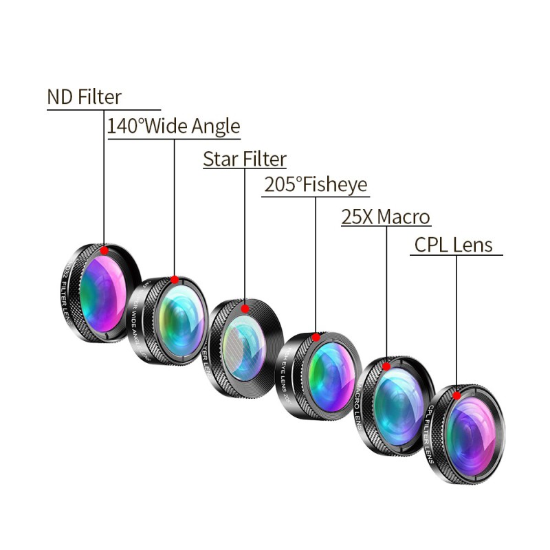 Apexel Universal 6-in-1 Phone Lens Kit with Protective Case