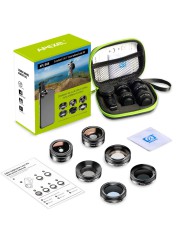 Apexel Universal 6-in-1 Phone Lens Kit with Protective Case