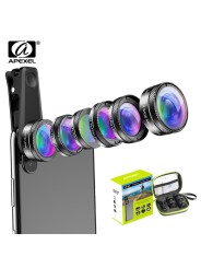 Apexel Universal 6-in-1 Phone Lens Kit with Protective Case
