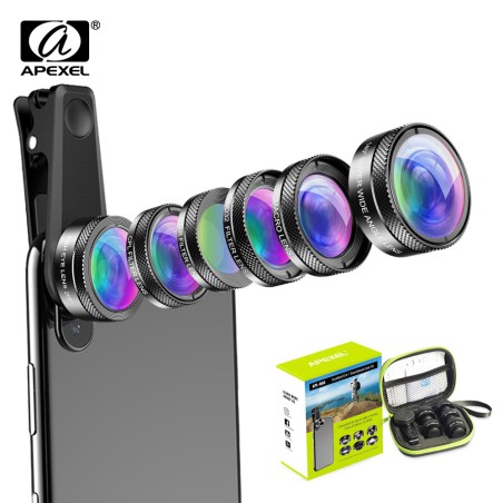 Apexel Universal 6-in-1 Phone Lens Kit with Protective Case