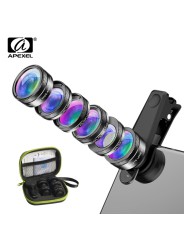 Apexel Universal 6-in-1 Phone Lens Kit with Protective Case
