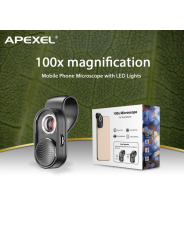 Universalus Macro telefono objektyvas su LED APEXEL Microscope X100