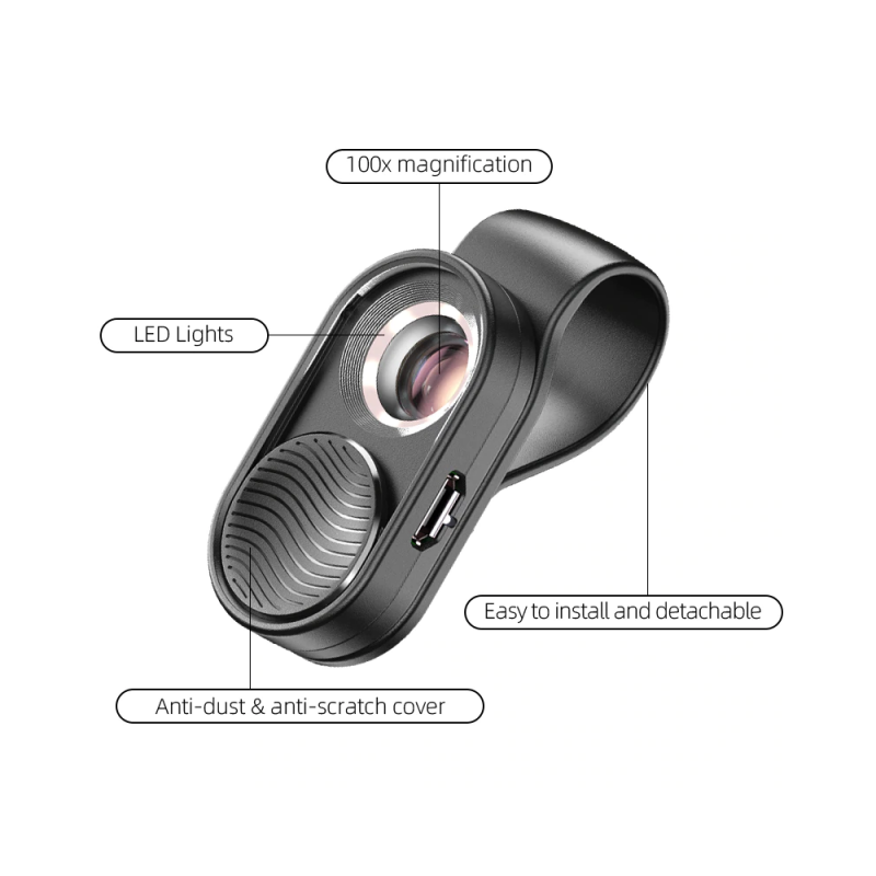 Universal Macro Phone Lens with LED – APEXEL Microscope X100
