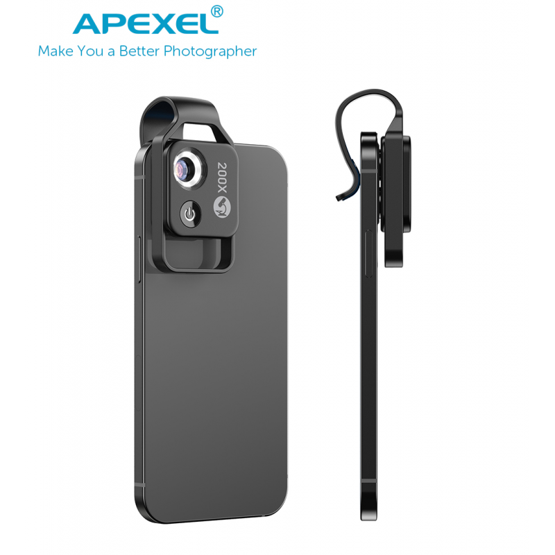 Apexel Universal Super Macro Phone Lens with LED – Microscope X200 with CPL Filter