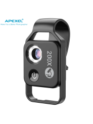 Apexel Universal Super Macro Phone Lens with LED – Microscope X200 with CPL Filter