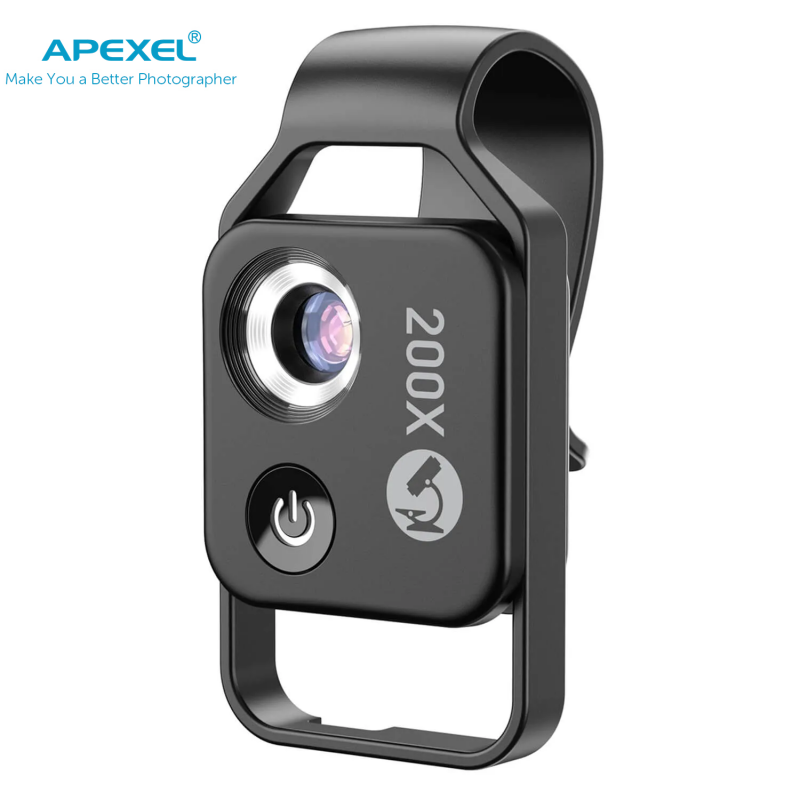 Apexel Universal Super Macro Phone Lens with LED – Microscope X200 with CPL Filter