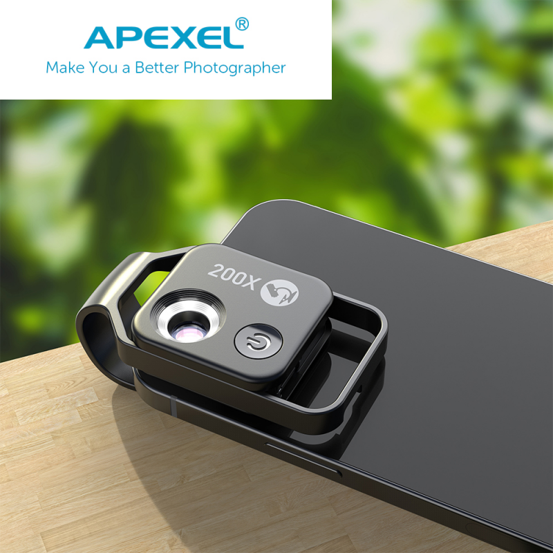 Apexel Universal Super Macro Phone Lens with LED – Microscope X200 with CPL Filter
