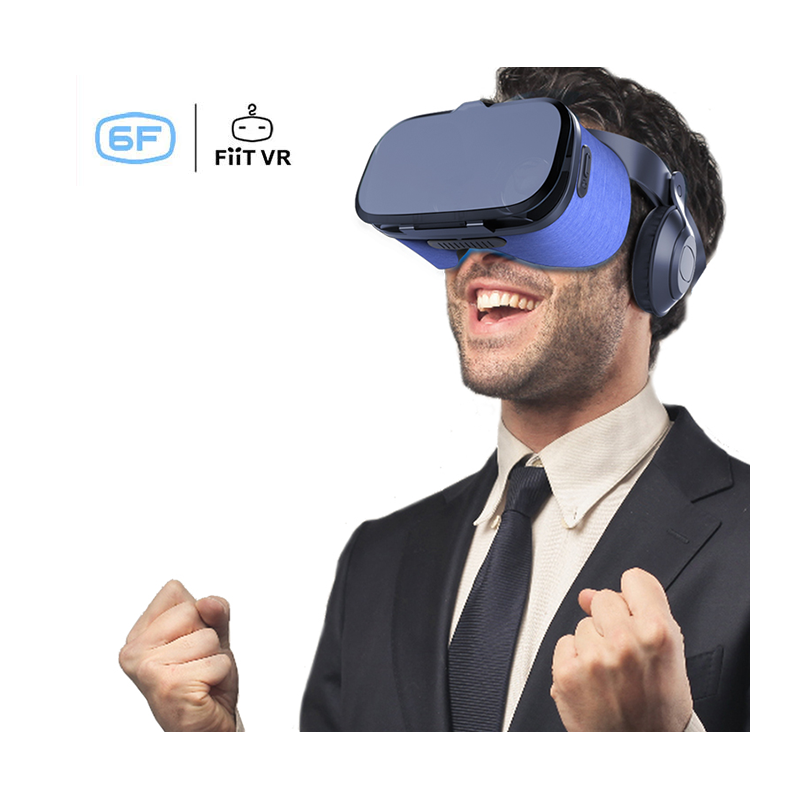 FIIT VR 6F Virtual Reality 3D Headset with Headphones, Control Buttons & Remote