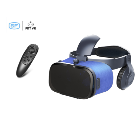 FIIT VR 6F Virtual Reality 3D Headset with Headphones, Control Buttons & Remote