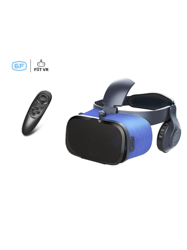 FIIT VR 6F Virtual Reality 3D Headset with Headphones, Control Buttons & Remote