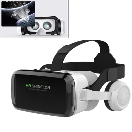 VR Shinecon G04BS 3D Virtual Reality Headset with Bluetooth Headphones, Control Buttons & Rechargeable R1 Remote