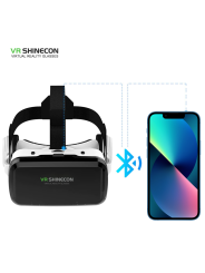 VR Shinecon G04BS 3D Virtual Reality Headset with Bluetooth Headphones, Control Buttons & Rechargeable R1 Remote